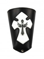 Kunstleder Armband Kreuz weiß
