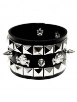 Kunstleder Armband Totenkopfnieten