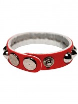 Kunstleder Armband rot Spitznieten klein
