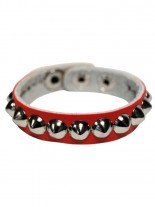 Kunstleder Armband rot Spitznieten klein