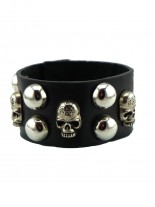 Kunstleder Armband schwarz Skull Sex Pot