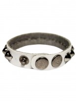 Kunstleder Armband weiß Spitznieten