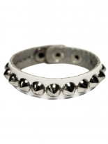 Kunstleder Armband weiß Spitznieten