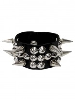 Leder Armband Cone und Spitznieten 3 reihig