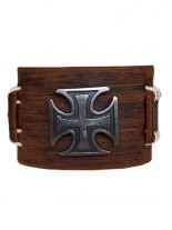 Kunstleder Armband Eisernes Kreuz braun