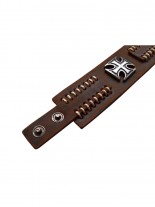 Kunstleder Armband Eisernes Kreuz braun