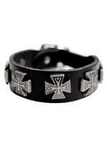 Leder Armband Eisernes Kreuz mit Sternen