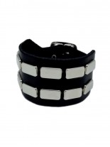 Leder Armband Flach Nieten 2 reihig