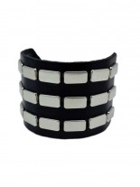 Leder Armband Flach Nieten 3 reihig