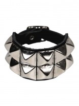 Leder Armband Pyramiden Nieten 2 reihig