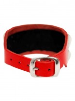 Leder Armband Pyramiden Nieten 2 reihig rot
