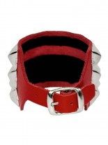 Leder Armband Pyramiden Nieten 3 reihig rot