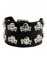 Leder Armband Skull 3 reihig