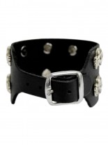 Leder Armband Skull 3 reihig