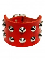 Leder Armband Spitznieten 2 reihig rot