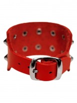 Leder Armband Spitznieten 2 reihig rot