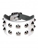 Leder Armband Spitznieten 2 reihig weiß