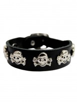 Leder Armband Totenköpfe klein