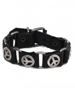 Leder Armband schwarz Peace