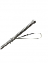 Leder Gerte Peitsche 70 cm silber