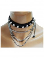 Leder Halsband Spinne mit Killernieten und Ketten