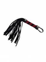 Leder Mini Flogger schwarz Veloursleder