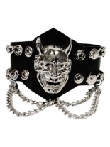 Kunstleder Armband Dämon mit Ketten