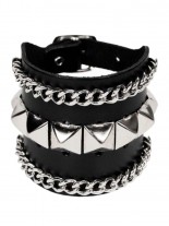 Leder Armband Pyramidenniete Kette
