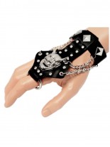 Lederarmband mit Fingerring Dämon