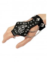 Lederarmband mit Fingerring Skorpion