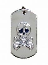 Halskette Hundemarke klein Totenkopf silber