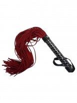 Peitsche schwarz rot Veloursleder