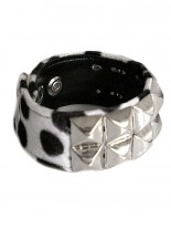 Webpelzarmband Pyramidennieten Leopard